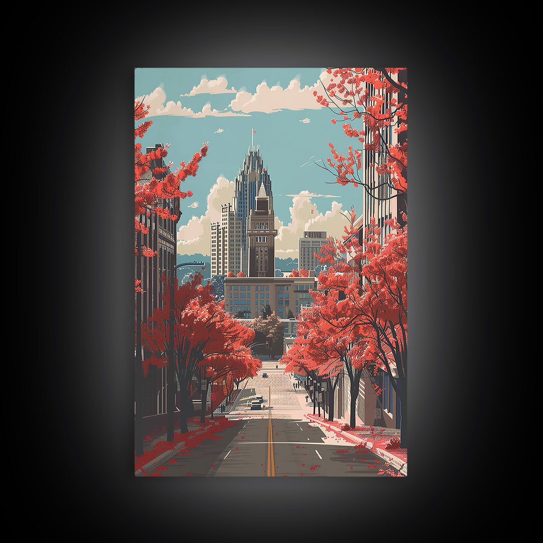 Winston-Salem Travel Poster, Framed Canvas Print, Retro Travel Poster, City Wall Art, Art Print, Travel Prints, Vintage Travel Print