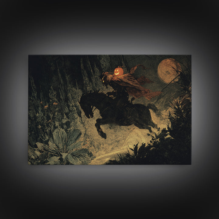 The Headless Horseman, Symbolist Gothic Landscape, Landscape Wall Art, Gothic Horror Wall Art, Canvas Print, Halloween Wall Art