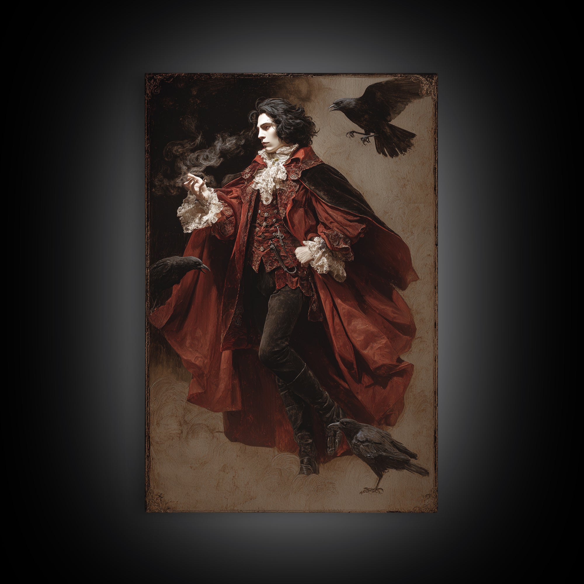 The Crimson Vampire, Danse Macabre Art, Vertical Wall Art, Gothic Horror Wall Art, Framed Canvas Print