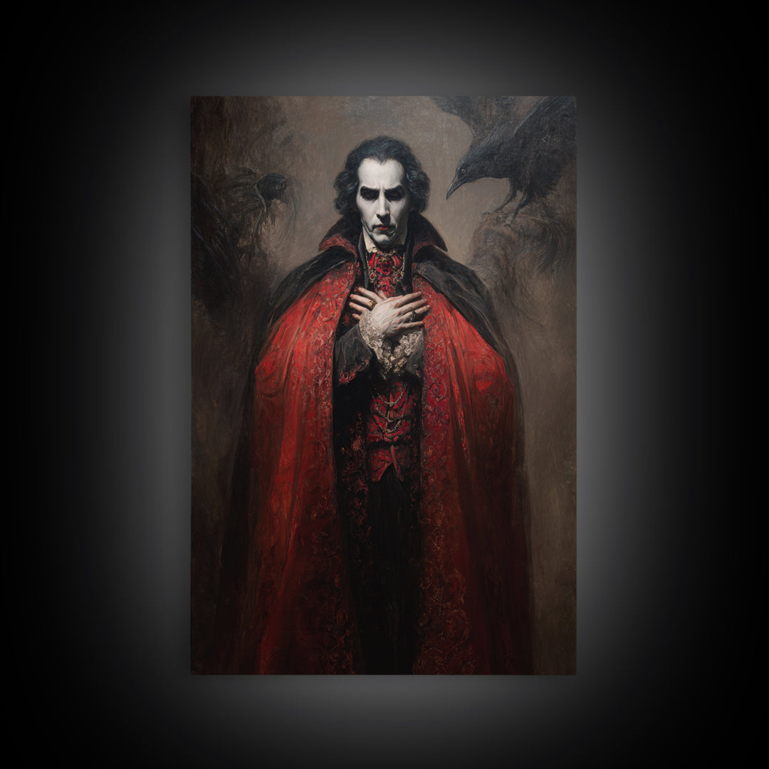 The Crimson Vampire, Dark Romantic Horror Art, Vertical Wall Art, Gothic Horror Wall Art, Canvas Print, Halloween Wall Art