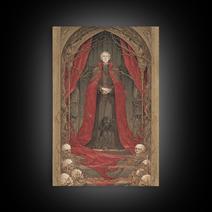 The Crimson Vampire, Decadent Gothic Art, Vertical Wall Art, Dark Fantasy Wall Art, Canvas Print, Halloween Wall Art, Halloween Decor
