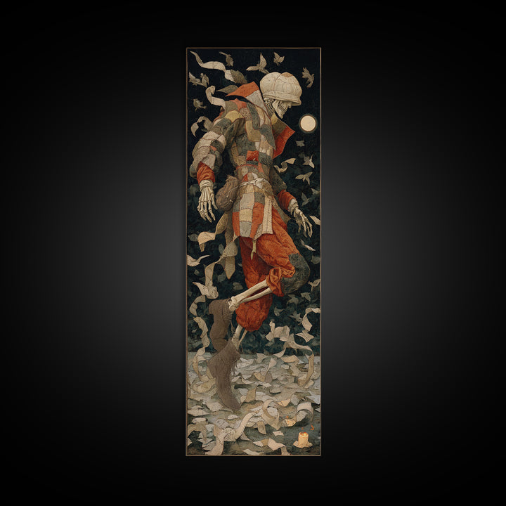 The Stitched Giant, Danse Macabre Art, Tall Narrow Wall Art, Macabre Wall Art, Canvas Print, Halloween Wall Art