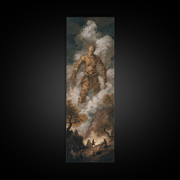 The Stitched Giant, Baroque Witchcraft Art, Tall Narrow Wall Art, Macabre Wall Art, Canvas Print, Halloween Wall Art