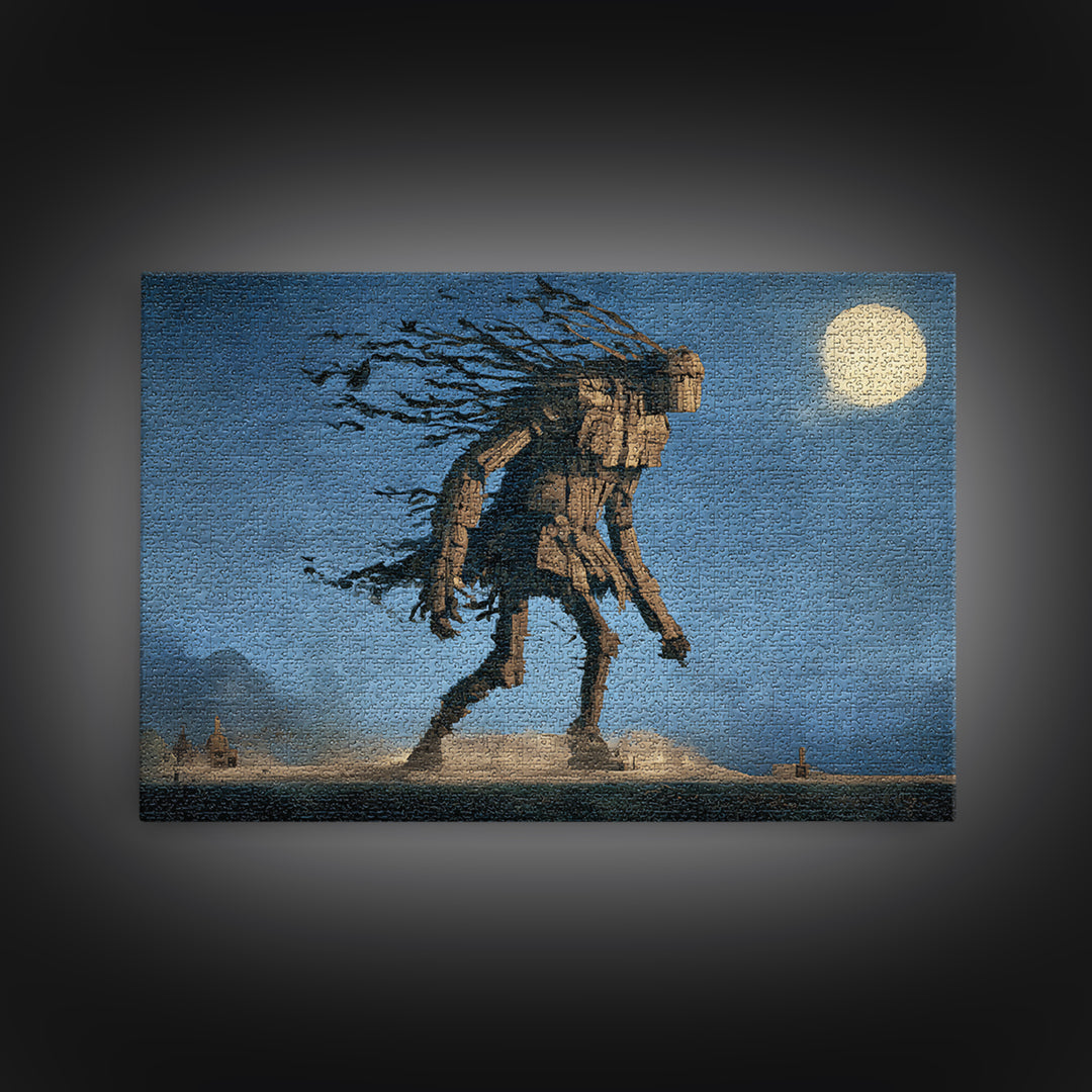 The Stitched Giant, Romantic Gothic Landscape, Landscape Wall Art, Dark Halloween Decor, Canvas Print, Halloween Wall Art