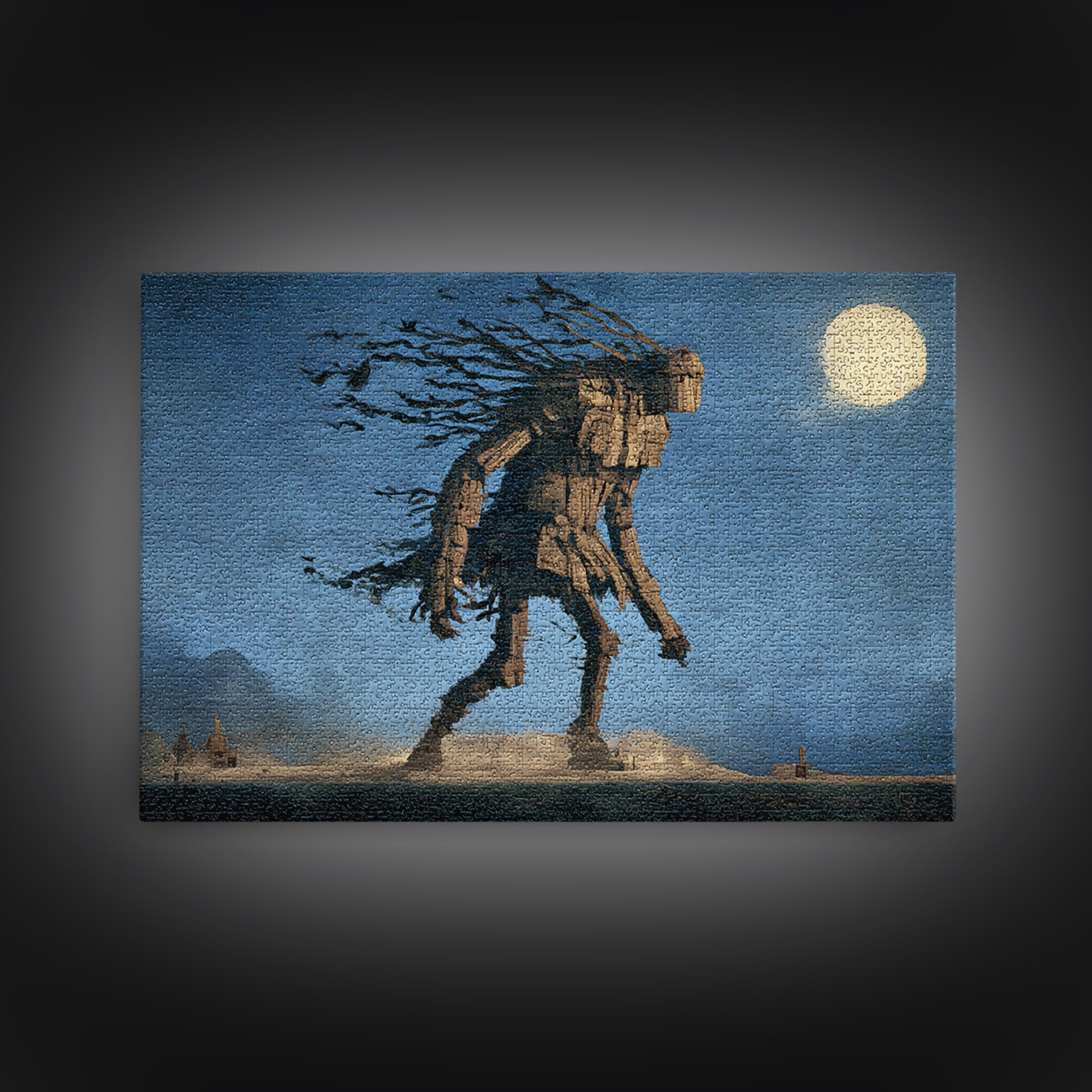 The Stitched Giant, Romantic Gothic Landscape, Landscape Wall Art, Dark Halloween Decor, Canvas Print, Halloween Wall Art