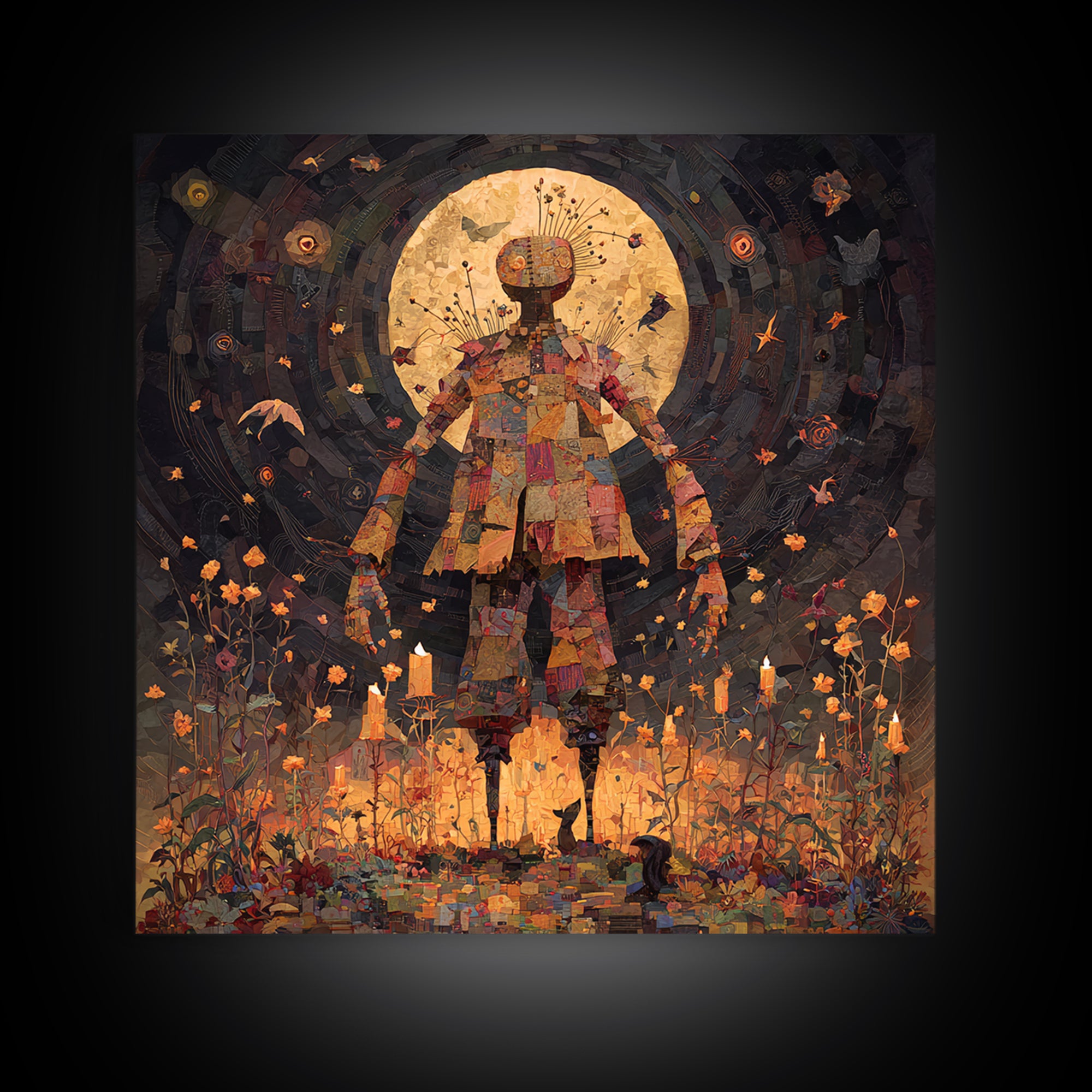 The Stitched Giant, Symbolist Dream Art, Square Wall Art, Gothic Horror Wall Art, Canvas Print, Halloween Wall Art, Macabre Wall Art