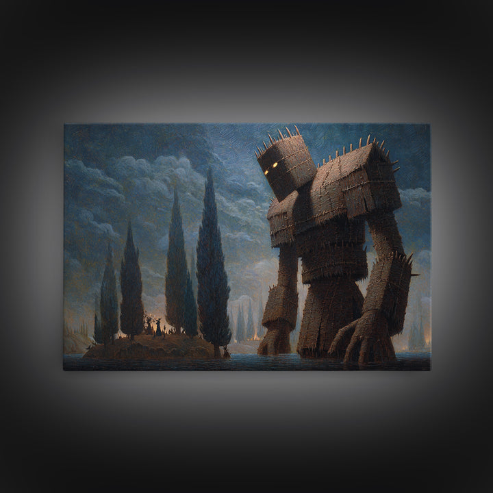 The Stitched Giant, Symbolist Gothic Landscape, Landscape Wall Art, Gothic Horror Wall Art, Canvas Print, Halloween Wall Art
