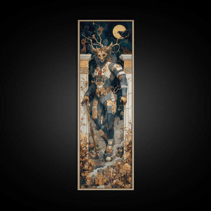The Stitched Giant, Ornate Symbolist Art, Tall Narrow Wall Art, Gothic Horror Wall Art, Canvas Print, Halloween Wall Art