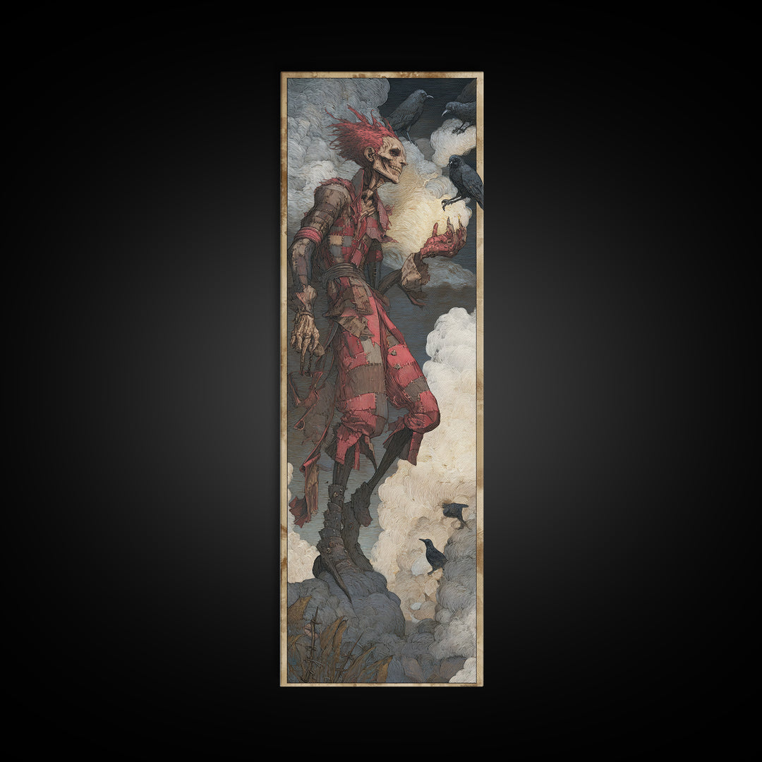 The Stitched Giant, Decadent Gothic Art, Tall Narrow Wall Art, Macabre Wall Art, Framed Canvas Print, Halloween Wall Art