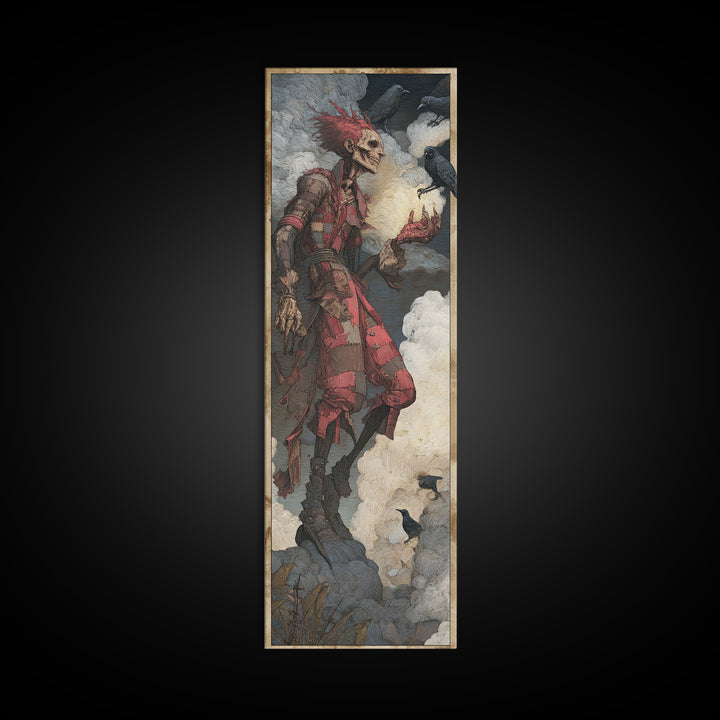 The Stitched Giant, Decadent Gothic Art, Tall Narrow Wall Art, Macabre Wall Art, Framed Canvas Print, Halloween Wall Art