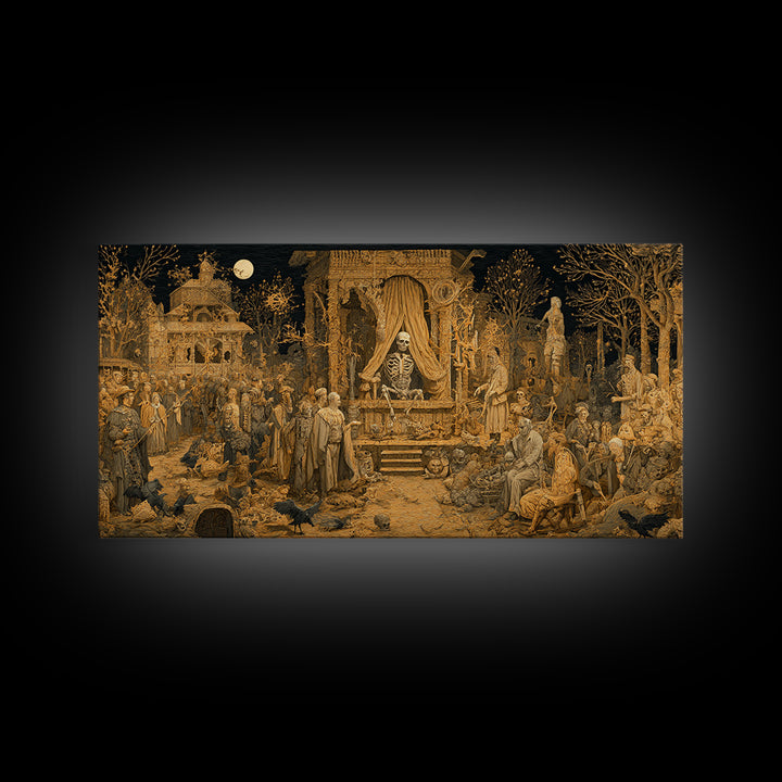 The Mummy Pharaoh, Northern Renaissance Horror, Wide Panoramic Art, Dark Fantasy Wall Art, Framed Canvas Print, Halloween Wall Art