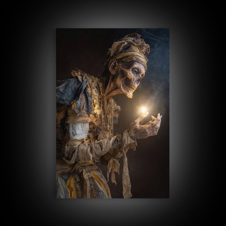 The Mummy Pharaoh, Dark Renaissance Art, Vertical Wall Art, Dark Halloween Decor, Canvas Print, Halloween Wall Art