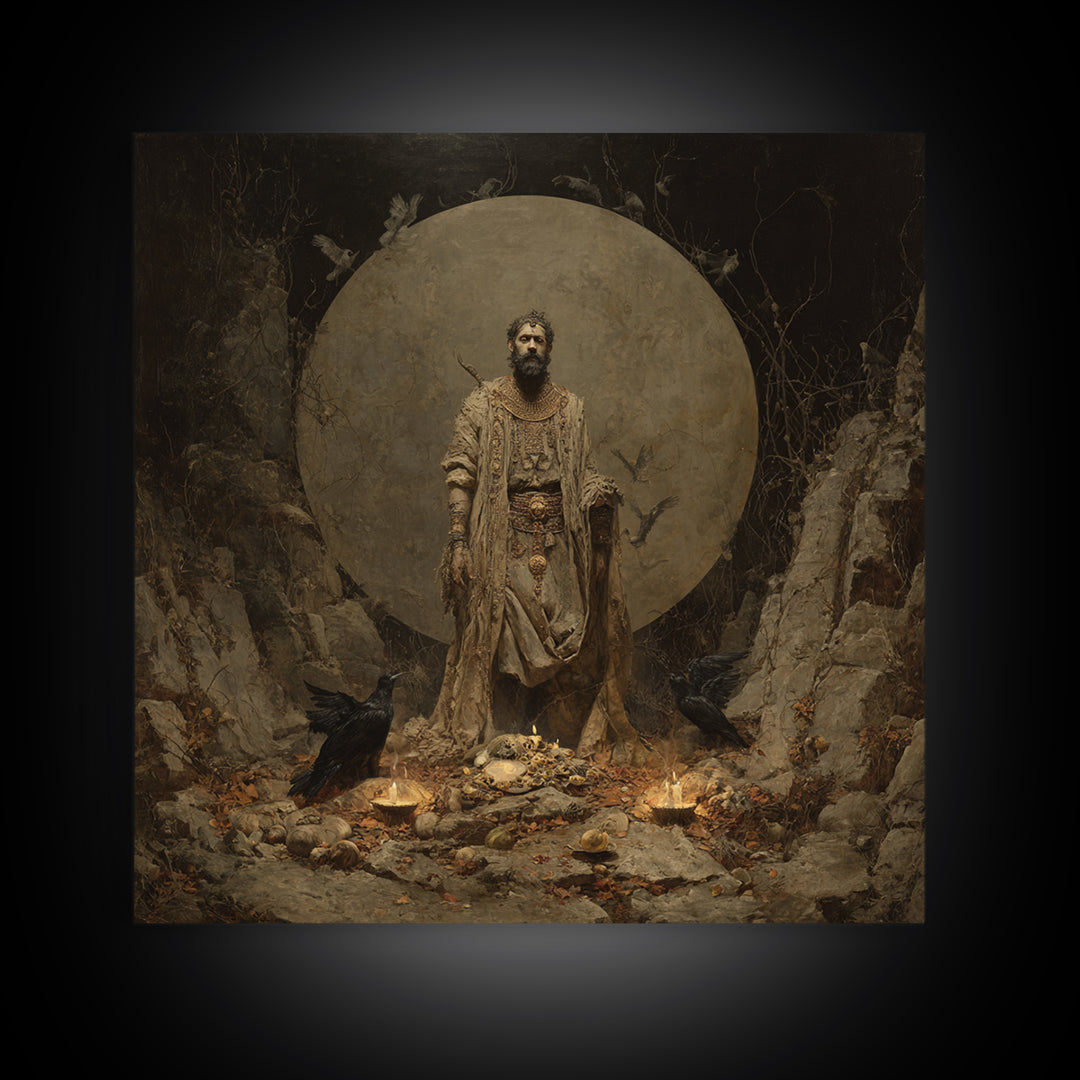 The Mummy Pharaoh, Baroque Witchcraft Art, Square Wall Art, Dark Fantasy Wall Art, Canvas Print, Halloween Wall Art, Seasonal Home Decor