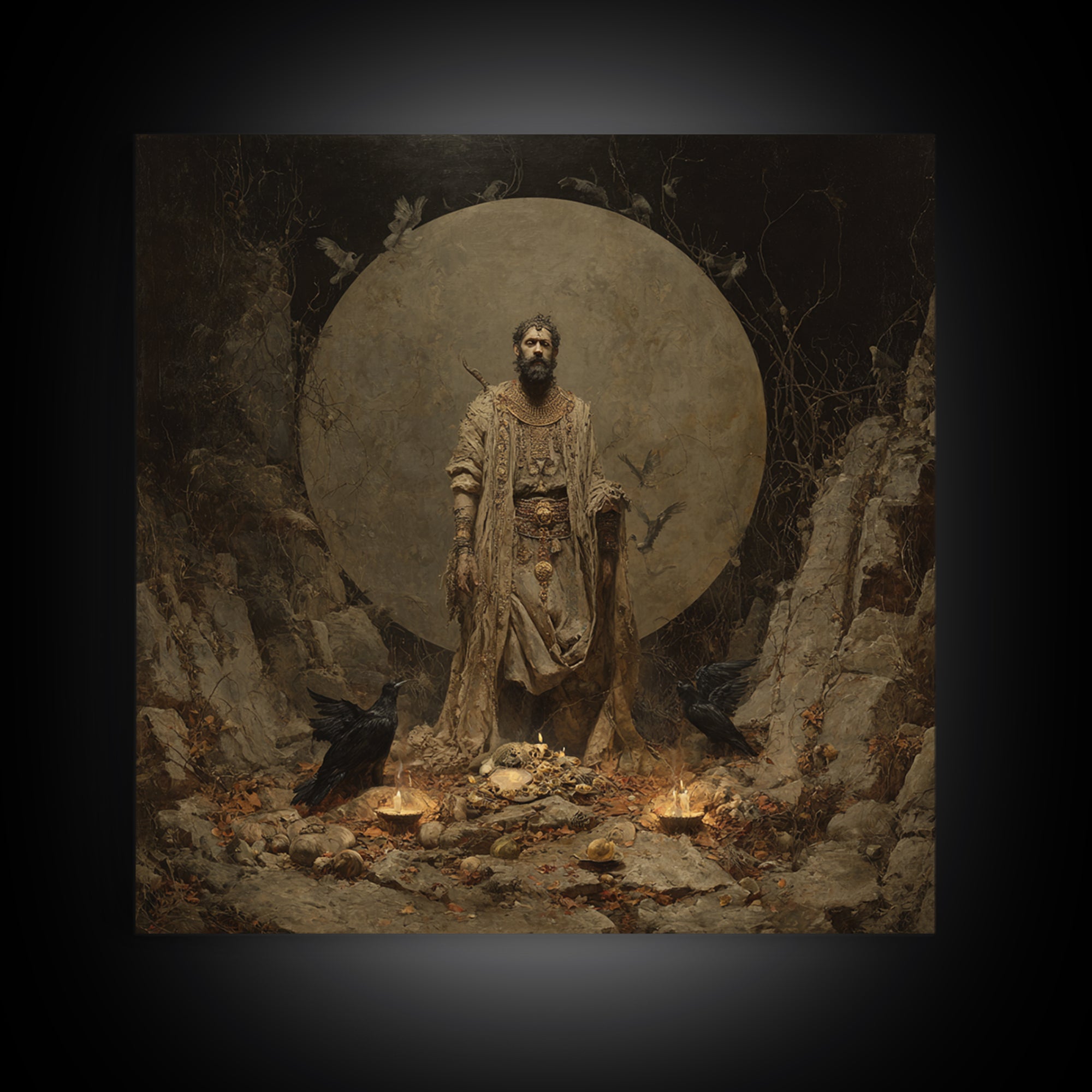The Mummy Pharaoh, Baroque Witchcraft Art, Square Wall Art, Dark Fantasy Wall Art, Canvas Print, Halloween Wall Art, Seasonal Home Decor