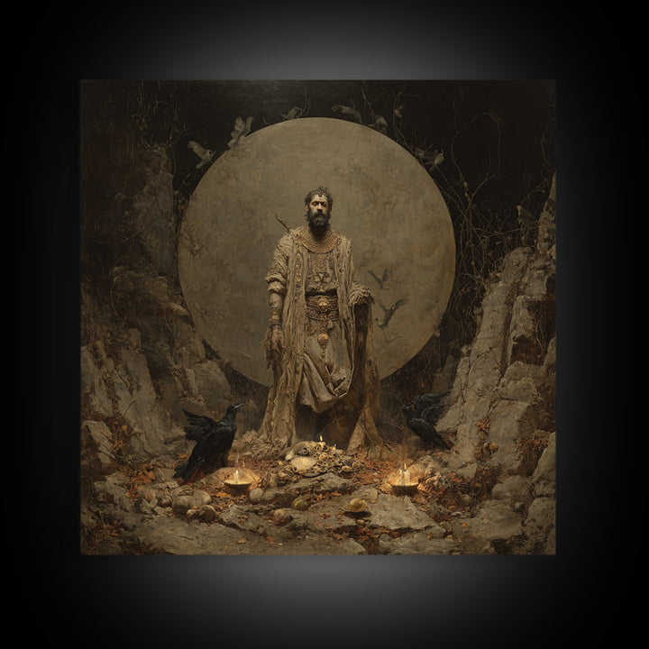 The Mummy Pharaoh, Baroque Witchcraft Art, Square Wall Art, Dark Fantasy Wall Art, Canvas Print, Halloween Wall Art, Seasonal Home Decor