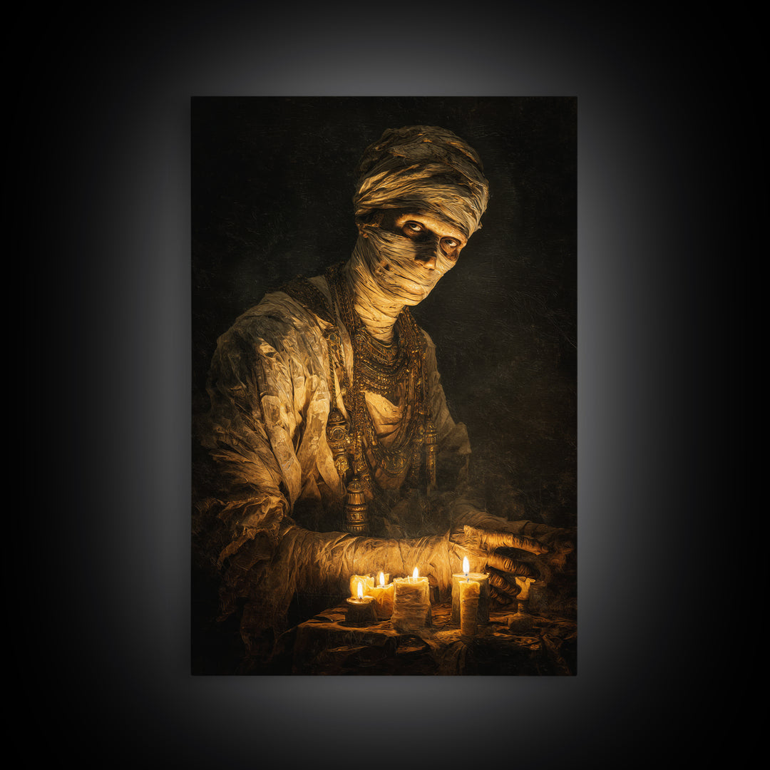 The Mummy Pharaoh, Dark Romantic Horror Art, Vertical Wall Art, Dark Fantasy Wall Art, Canvas Print, Halloween Wall Art, Horror Wall Art