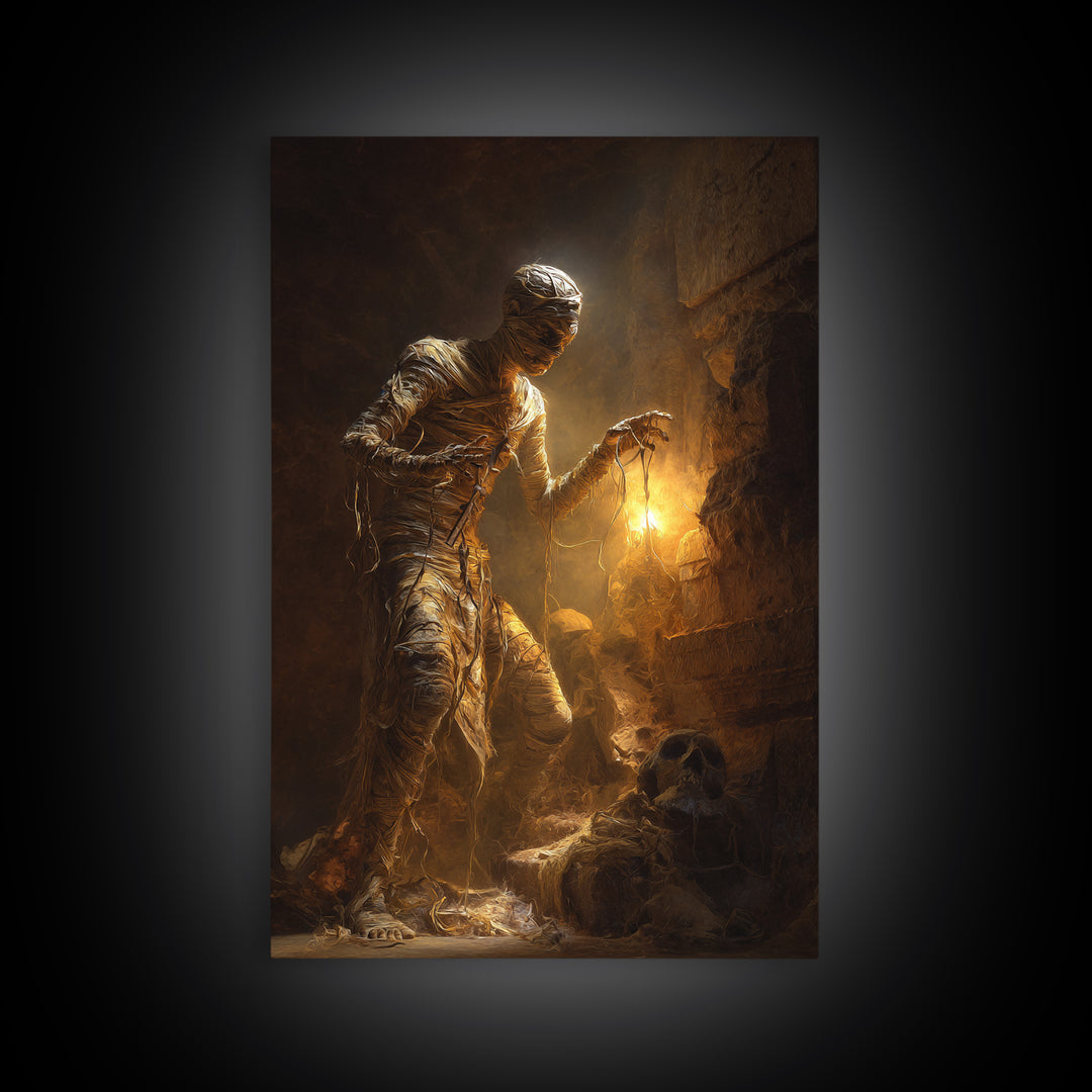 The Mummy Pharaoh, Visionary Gothic Art, Vertical Wall Art, Dark Fantasy Wall Art, Canvas Print, Halloween Wall Art