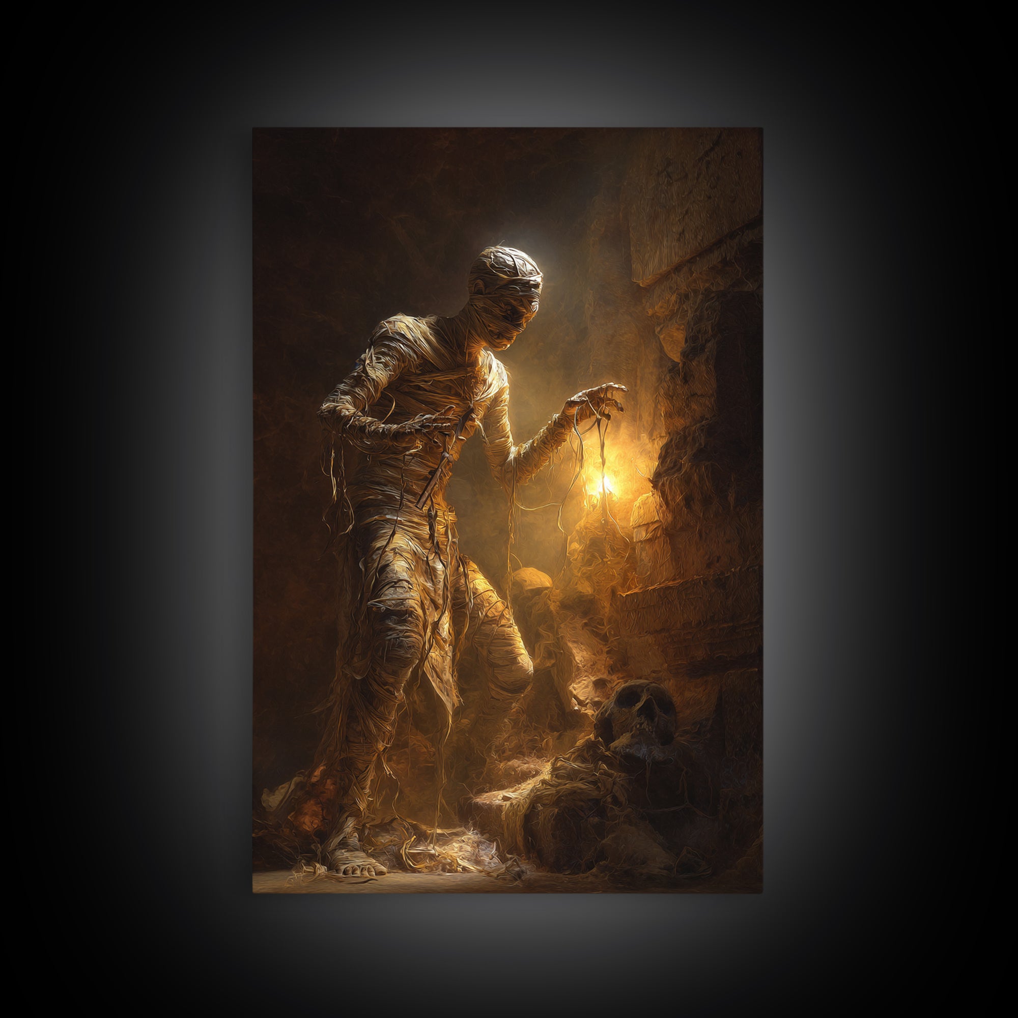 The Mummy Pharaoh, Visionary Gothic Art, Vertical Wall Art, Dark Fantasy Wall Art, Canvas Print, Halloween Wall Art
