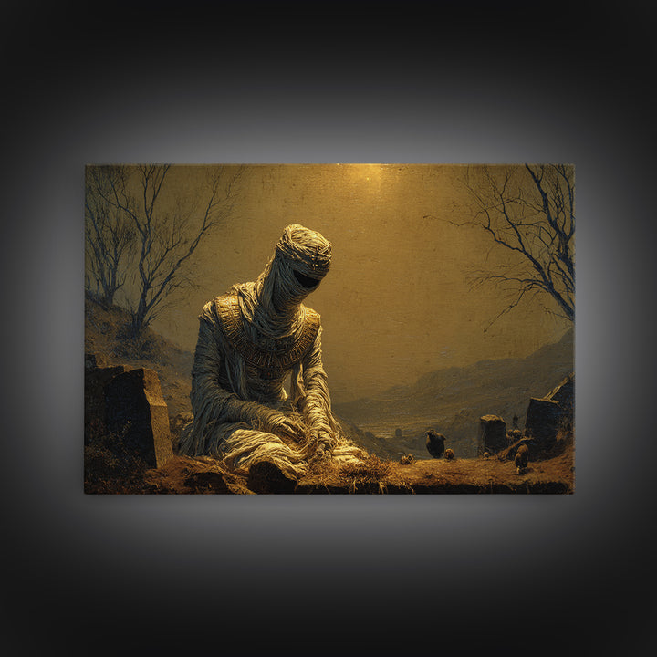 The Mummy Pharaoh, Romantic Gothic Landscape, Landscape Wall Art, Dark Halloween Decor, Canvas Print, Halloween Wall Art