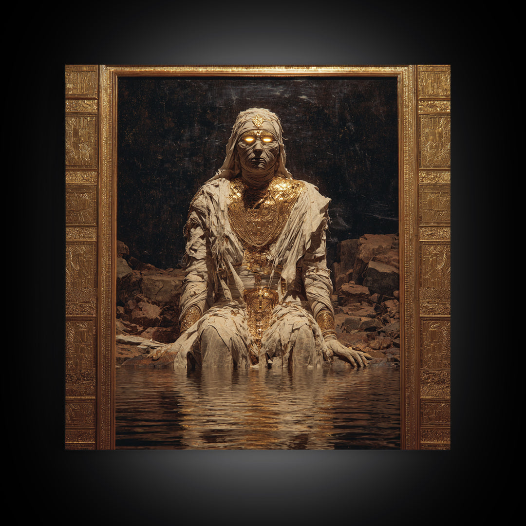 The Mummy Pharaoh, Symbolist Gothic Landscape, Square Wall Art, Macabre Wall Art, Canvas Print, Halloween Wall Art, Gothic Home Decor