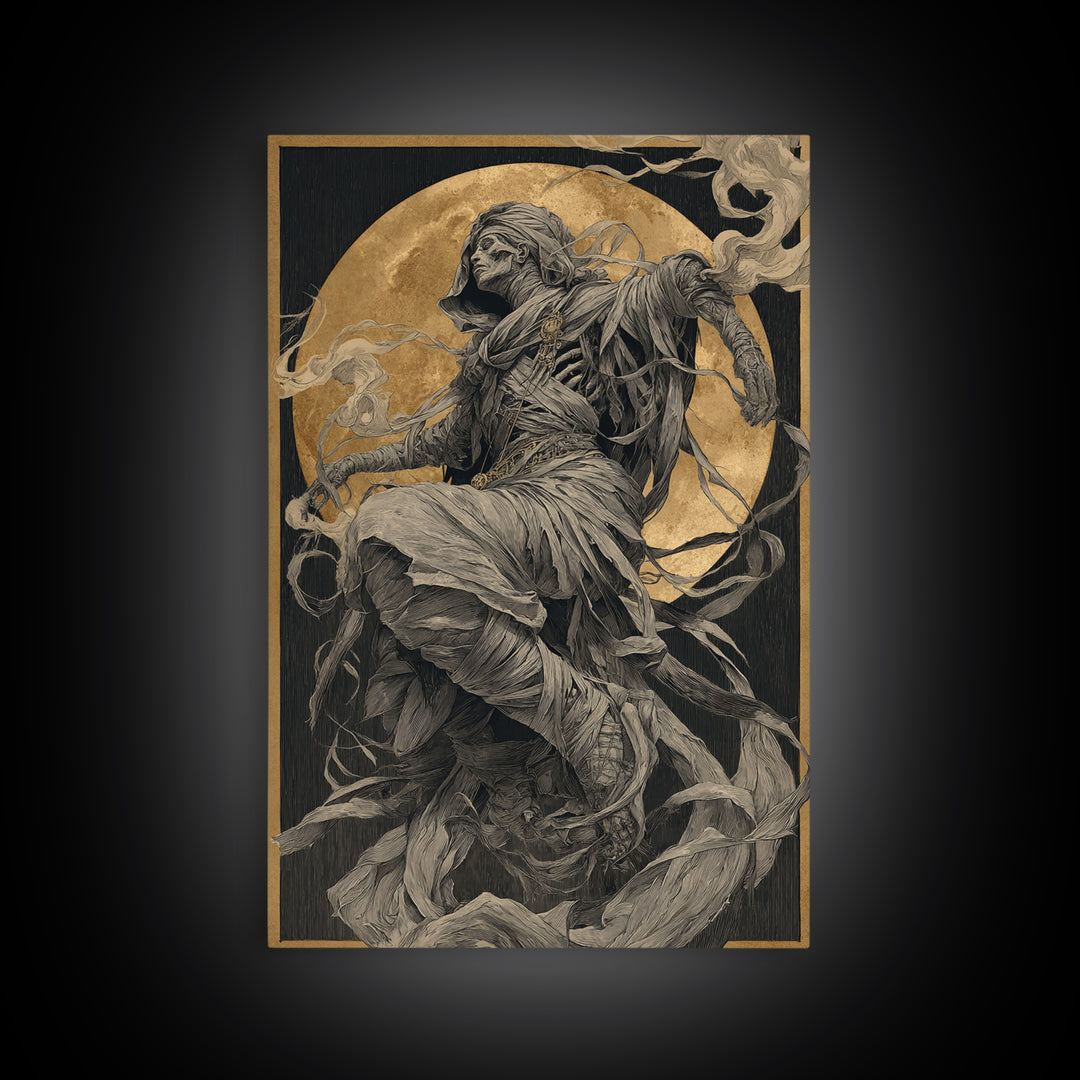 The Mummy Pharaoh, Decadent Gothic Art, Vertical Wall Art, Gothic Horror Wall Art, Canvas Print, Halloween Wall Art