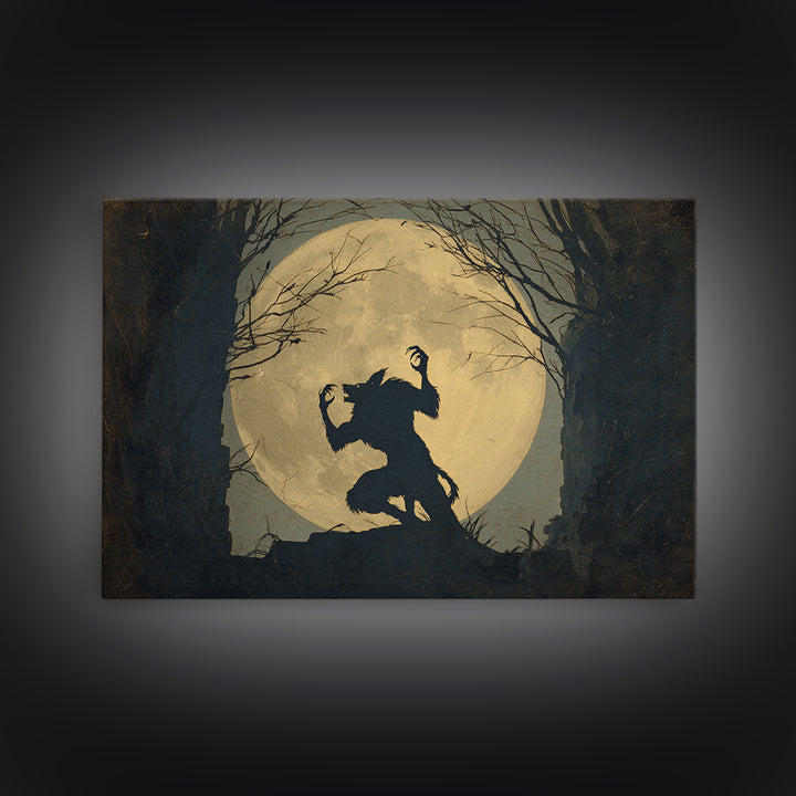 The Moon-Cursed Werewolf, Romantic Gothic Landscape, Landscape Wall Art, Gothic Horror Wall Art, Framed Canvas Print