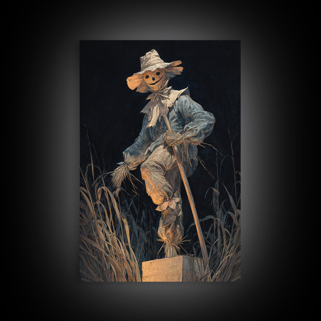 The Living Scarecrow, Dark Renaissance Art, Vertical Wall Art, Gothic Horror Wall Art, Canvas Print, Halloween Wall Art