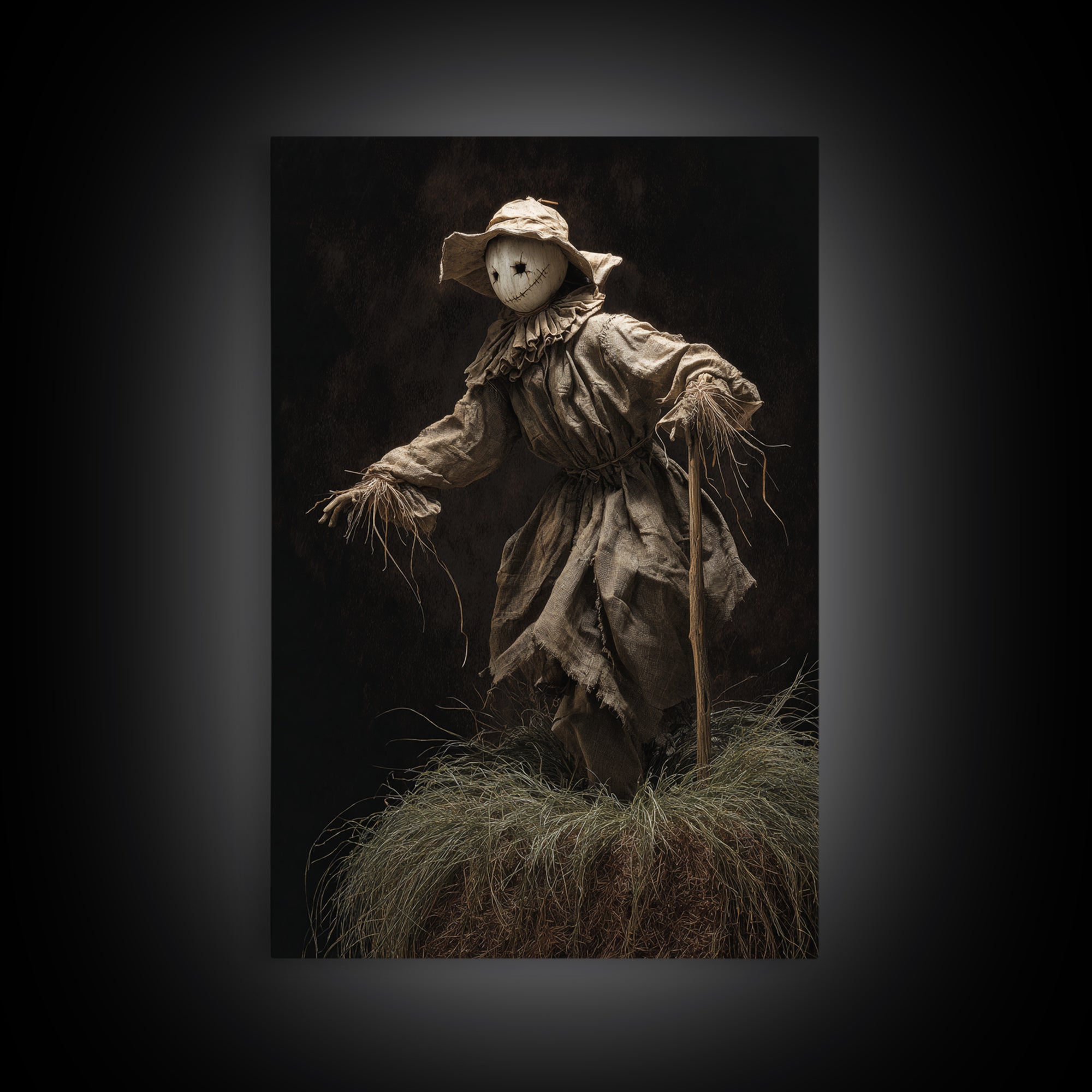 The Living Scarecrow, Danse Macabre Art, Vertical Wall Art, Macabre Wall Art, Canvas Print, Halloween Wall Art