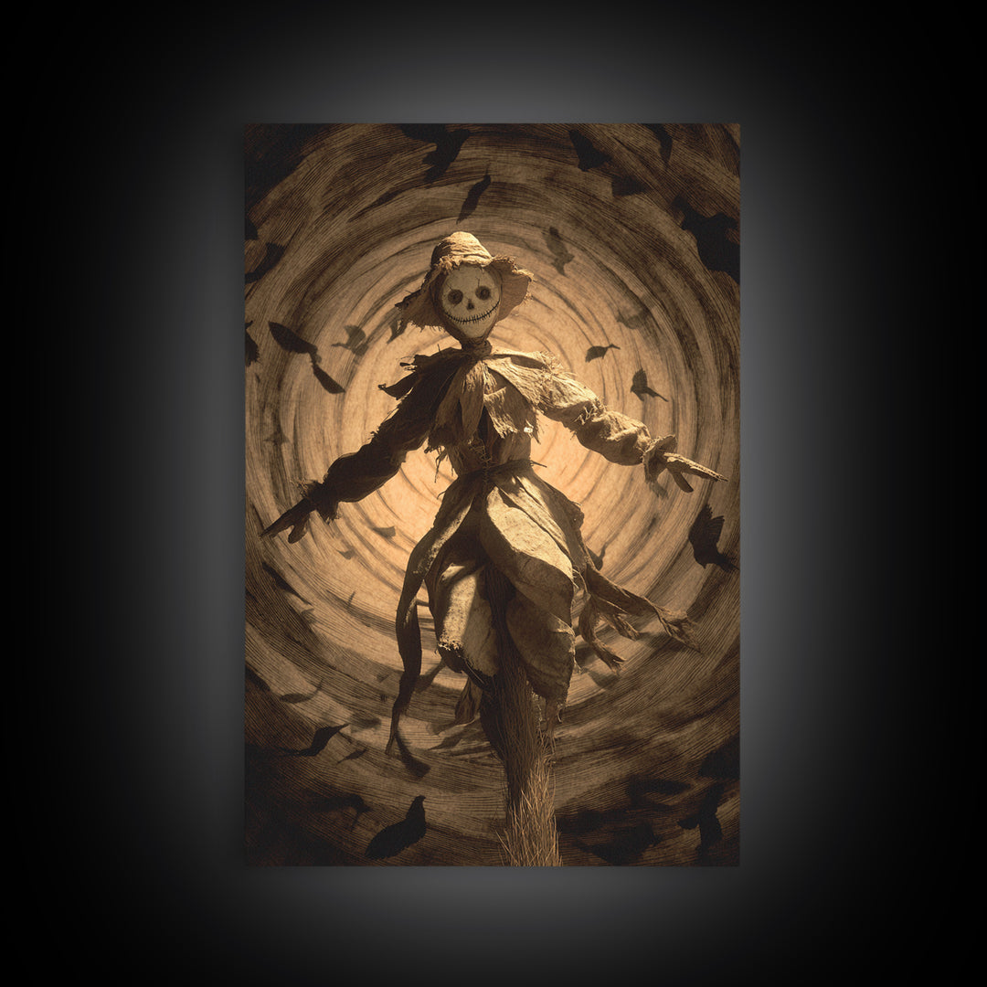 The Living Scarecrow, Gothic Nightmare Art, Vertical Wall Art, Dark Halloween Decor, Canvas Print, Halloween Wall Art