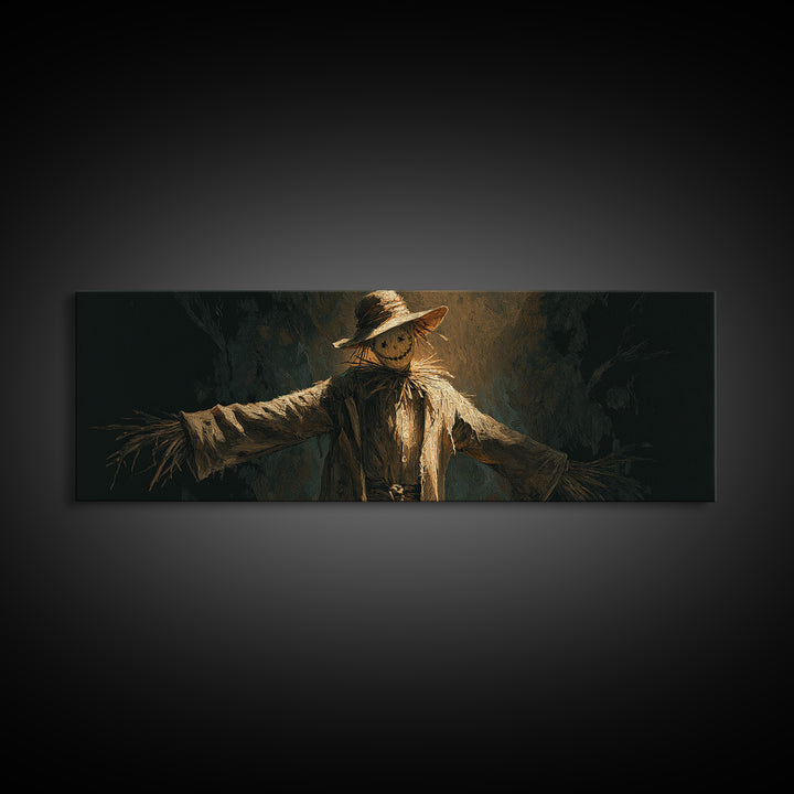 The Living Scarecrow, Visionary Gothic Art, Extra Wide Wall Art, Dark Halloween Decor, Canvas Print, Halloween Wall Art