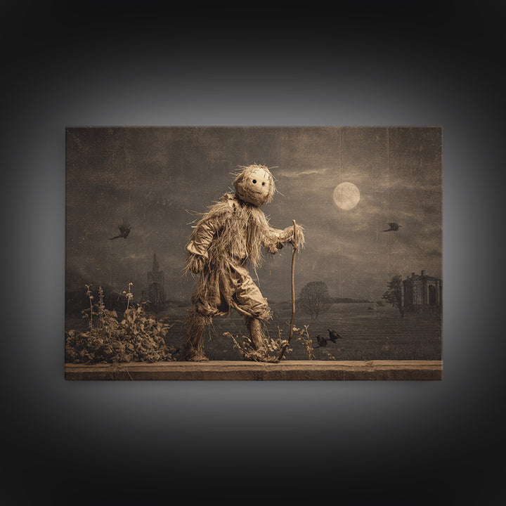 The Living Scarecrow, Romantic Gothic Landscape, Landscape Wall Art, Dark Halloween Decor, Canvas Print, Halloween Wall Art