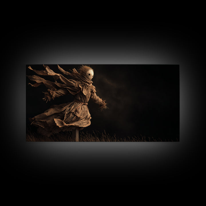 The Living Scarecrow, Apocalyptic Romantic Art, Wide Panoramic Art, Gothic Horror Wall Art, Canvas Print, Halloween Wall Art
