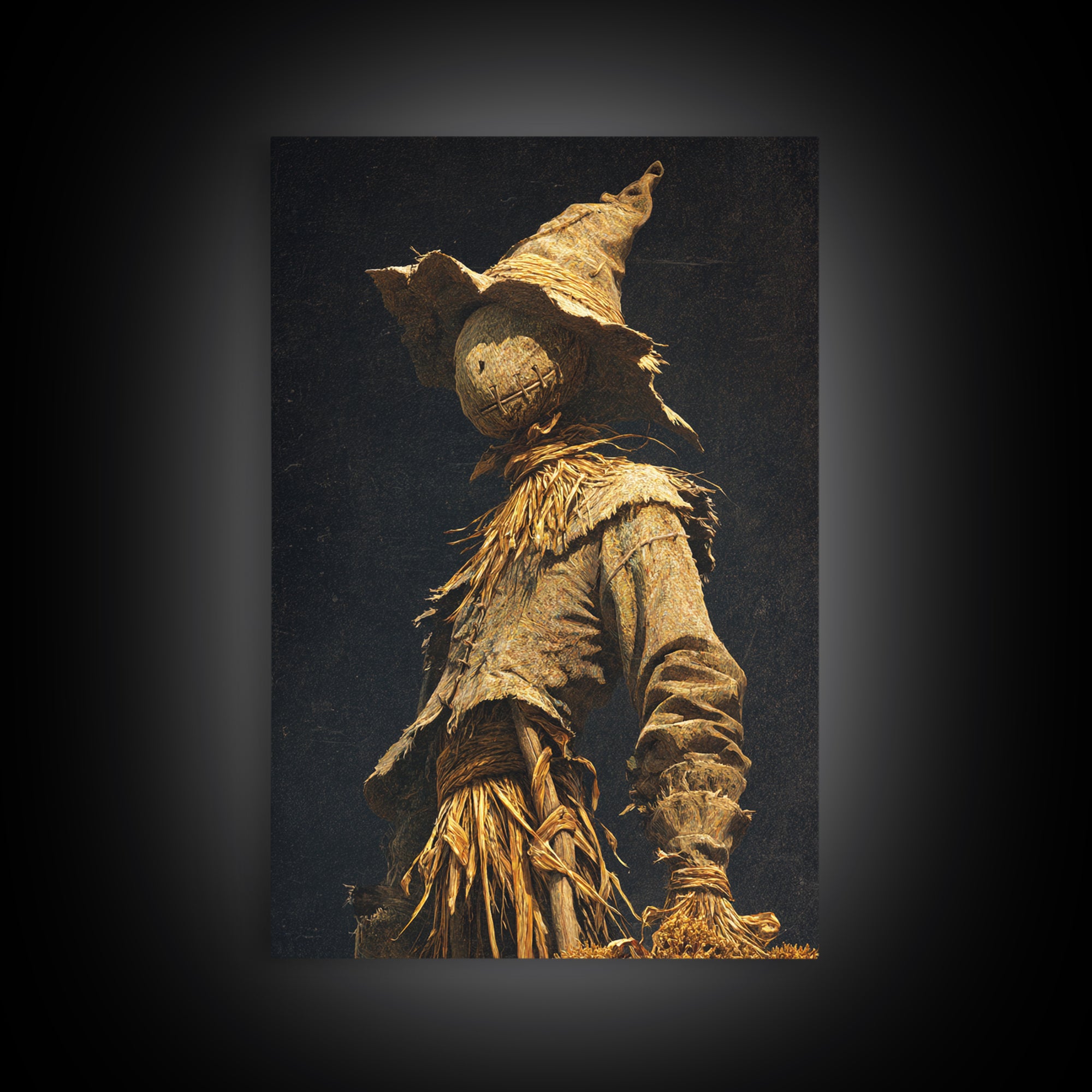 The Living Scarecrow, Ornate Symbolist Art, Vertical Wall Art, Dark Halloween Decor, Canvas Print, Halloween Wall Art
