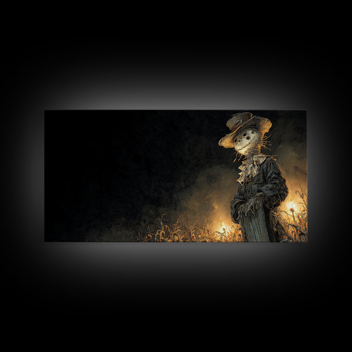 The Living Scarecrow, Grotesque Carnival Art, Wide Panoramic Art, Macabre Wall Art, Canvas Print, Halloween Wall Art