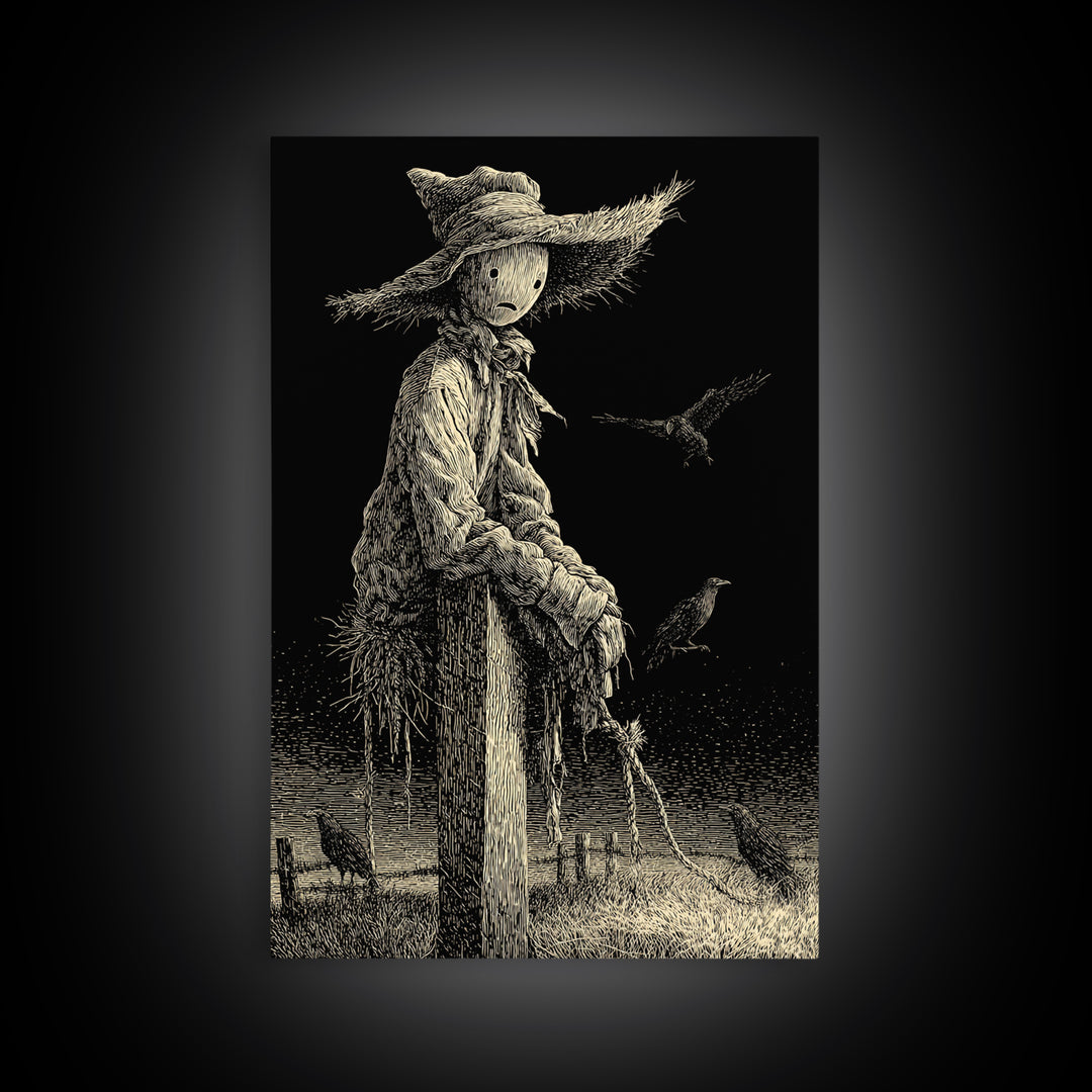 The Living Scarecrow, Victorian Macabre Art, Vertical Wall Art, Dark Halloween Decor, Canvas Print, Halloween Wall Art