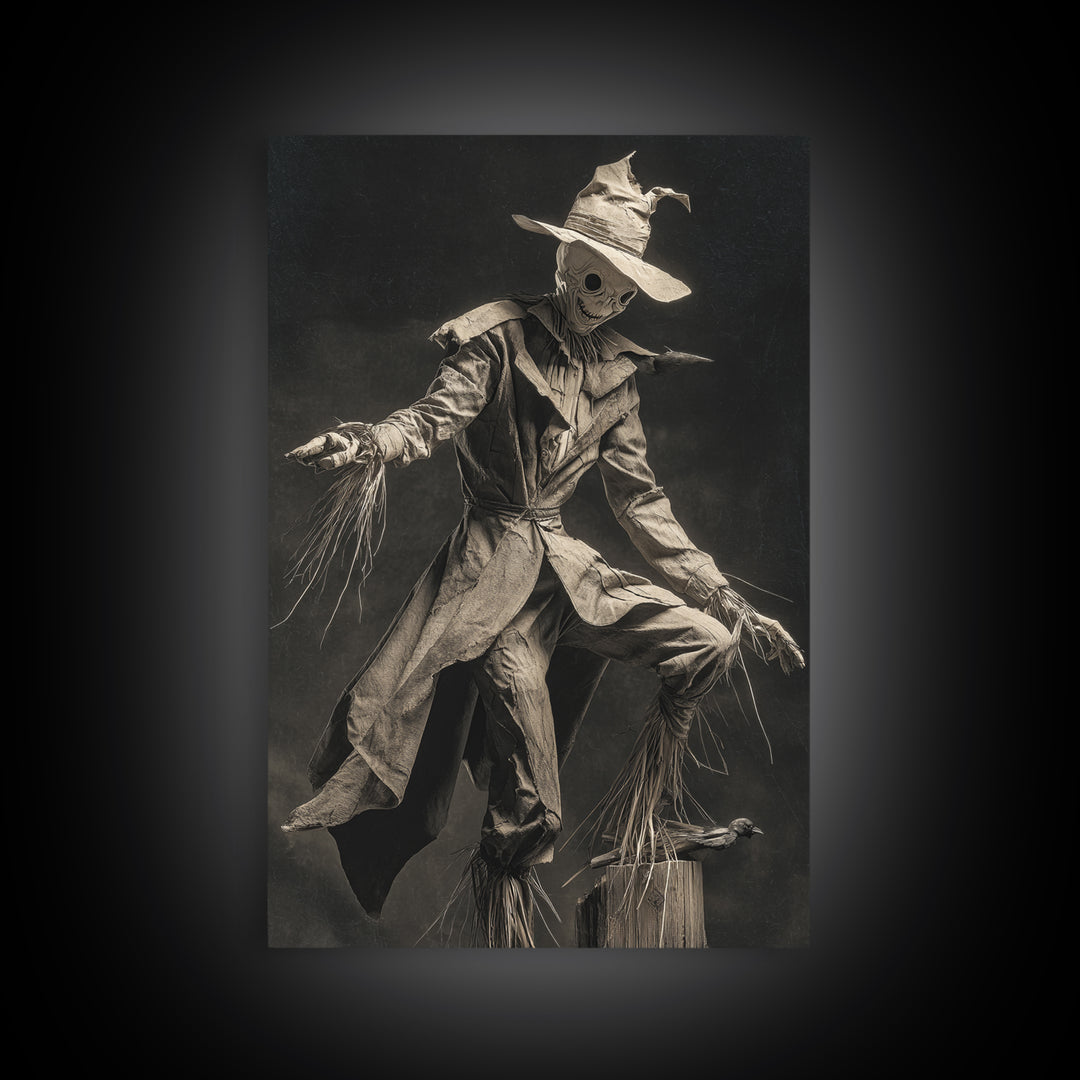 The Living Scarecrow, Biomechanical Horror Art, Vertical Wall Art, Macabre Wall Art, Framed Canvas Print, Halloween Wall Art