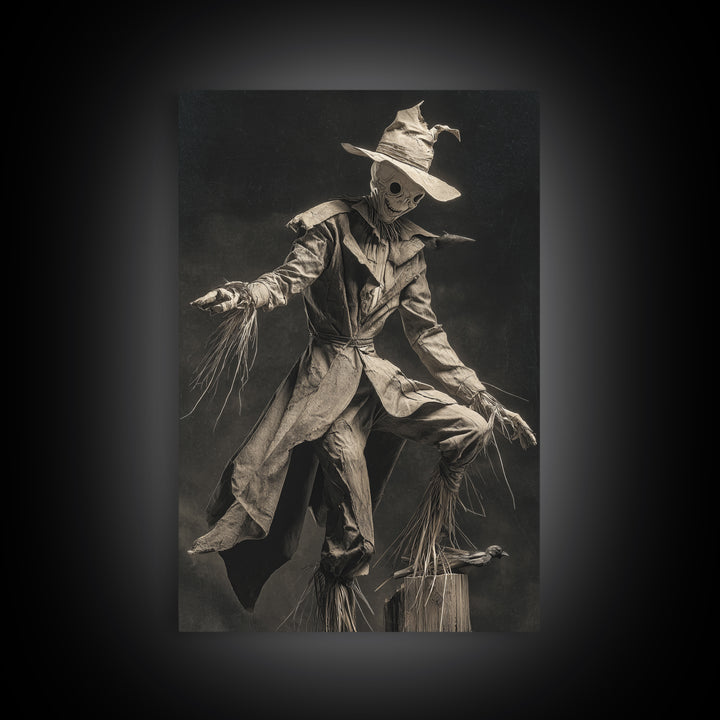 The Living Scarecrow, Biomechanical Horror Art, Vertical Wall Art, Macabre Wall Art, Framed Canvas Print, Halloween Wall Art