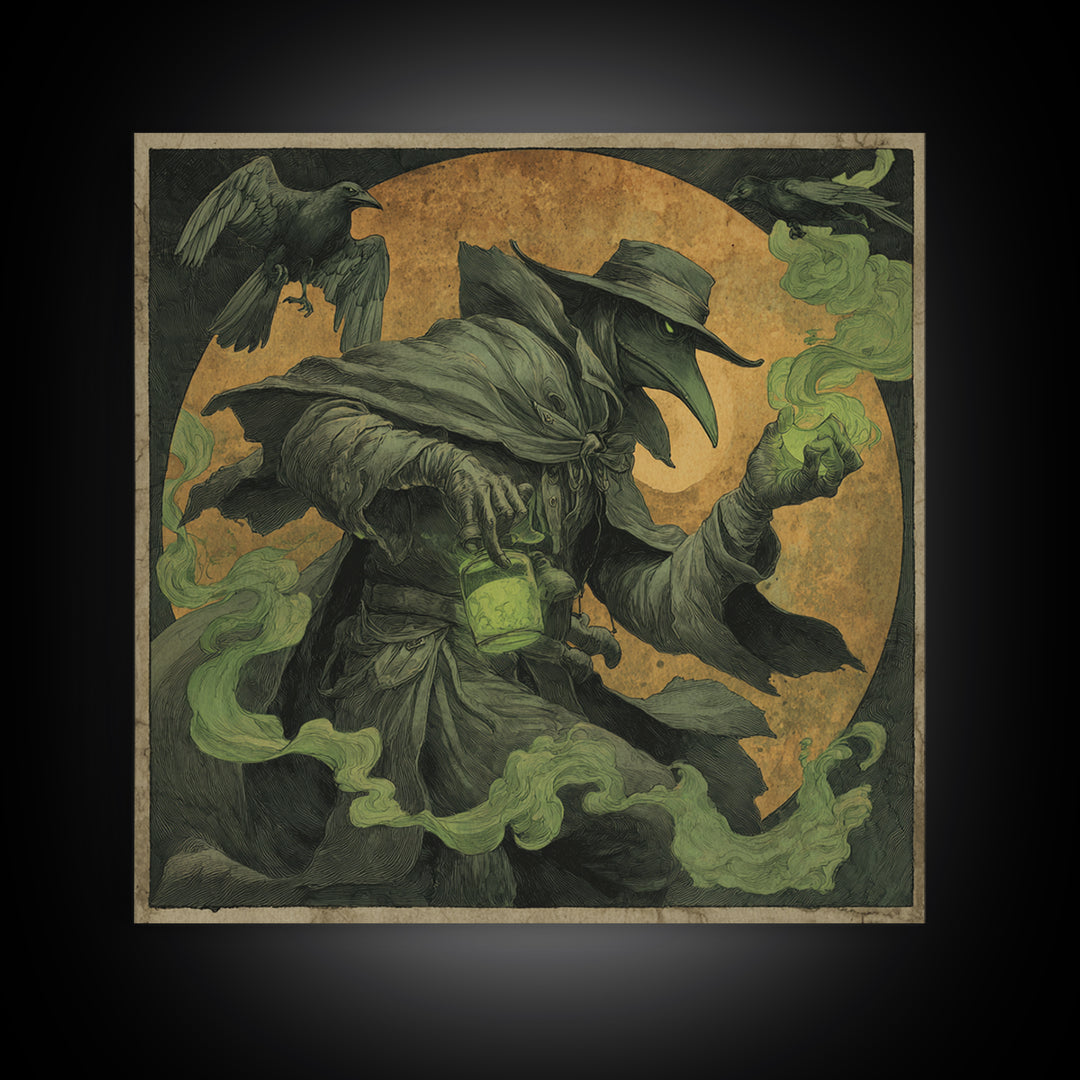 The Plague Doctor, Danse Macabre Art, Square Wall Art, Macabre Wall Art, Canvas Print, Halloween Wall Art