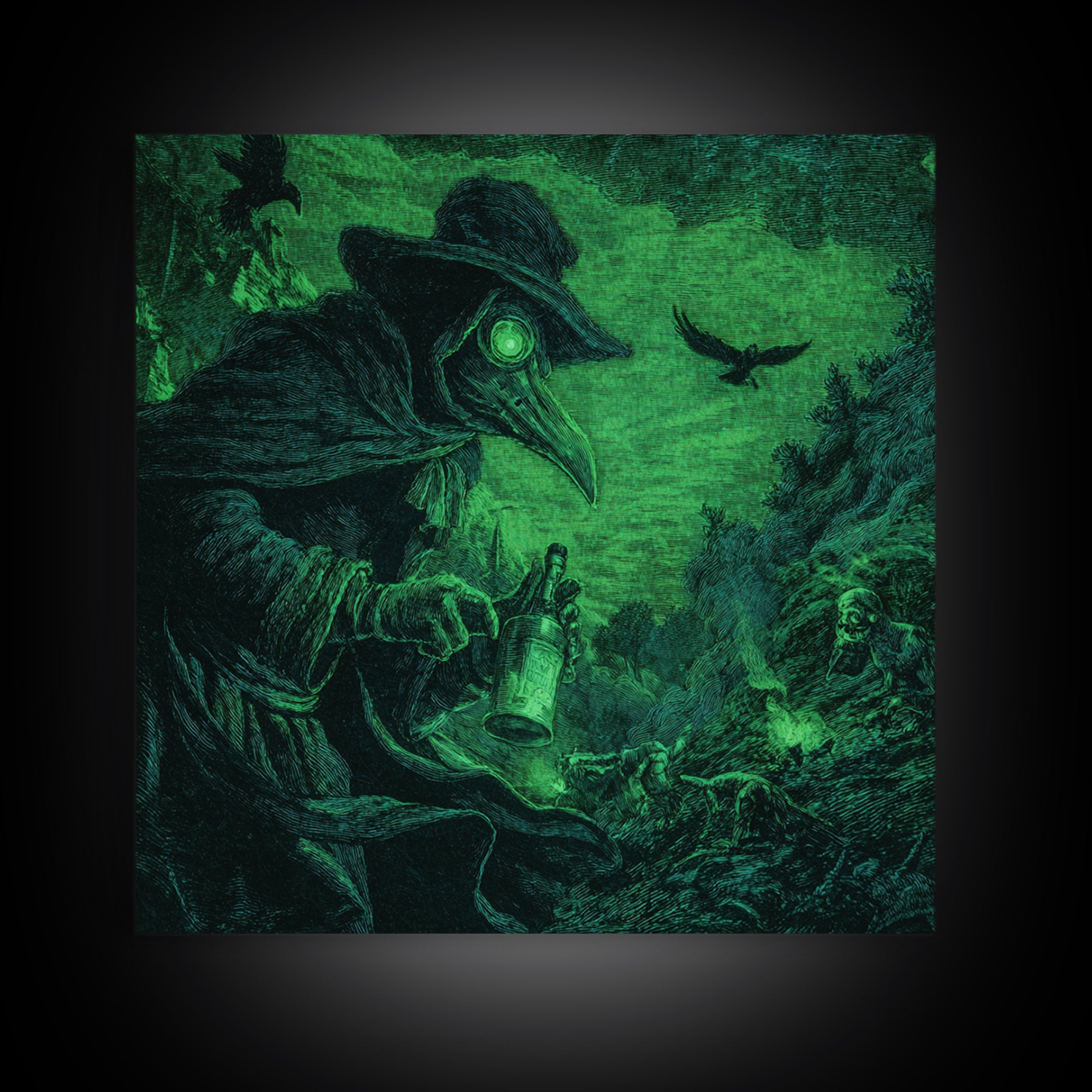 The Plague Doctor, Baroque Witchcraft Art, Square Wall Art, Gothic Horror Wall Art, Canvas Print, Halloween Wall Art, Spooky Wall Decor