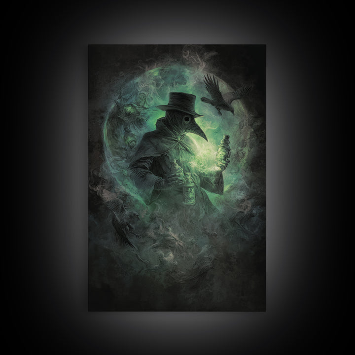The Plague Doctor, Dark Romantic Horror Art, Vertical Wall Art, Dark Fantasy Wall Art, Framed Canvas Print, Halloween Wall Art