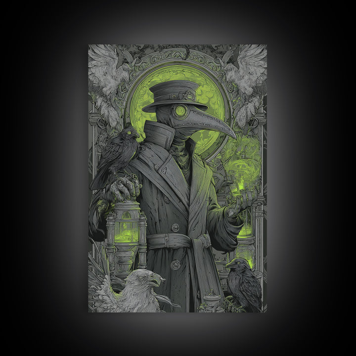 The Plague Doctor, Visionary Gothic Art, Vertical Wall Art, Gothic Horror Wall Art, Canvas Print, Halloween Wall Art