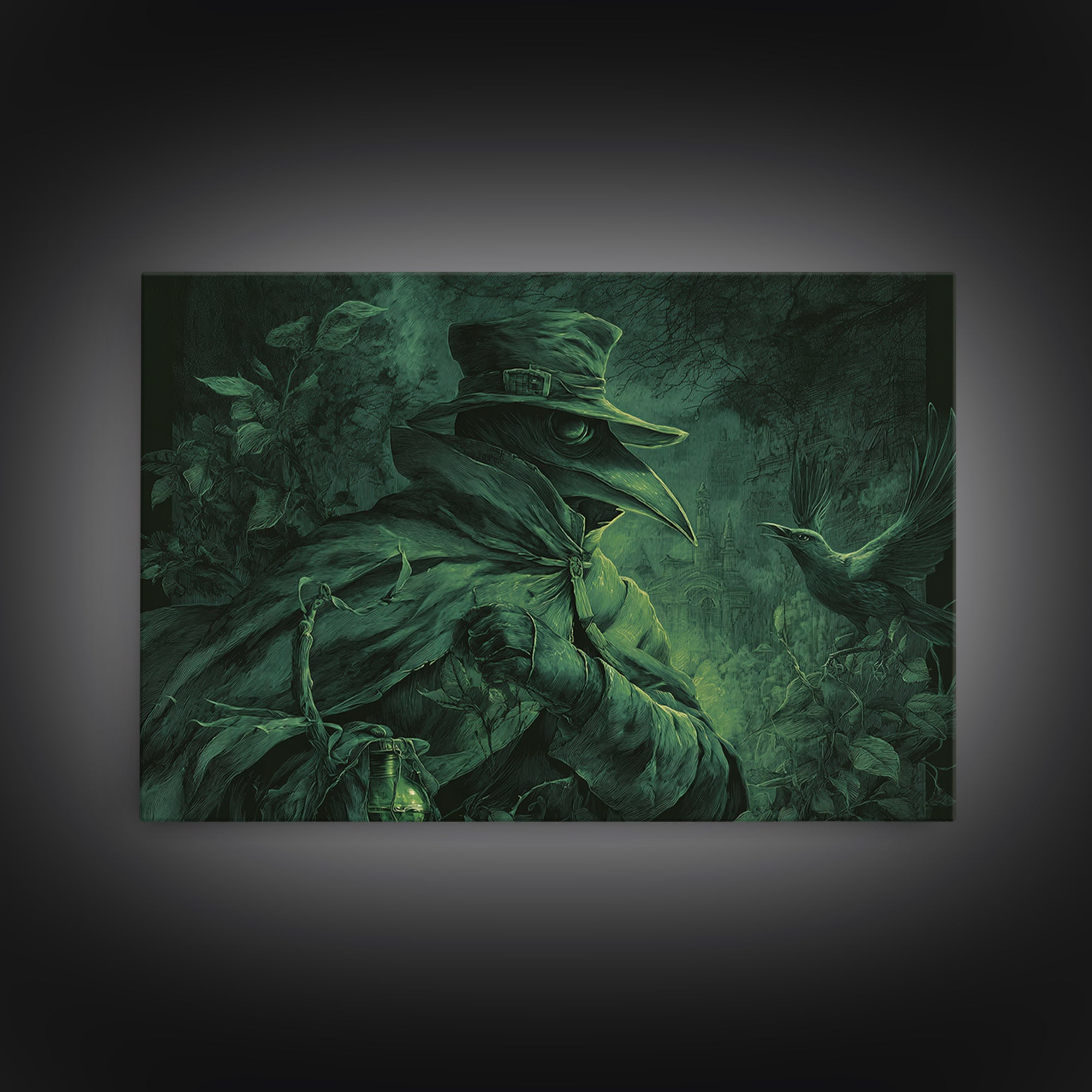 The Plague Doctor, Romantic Gothic Landscape, Landscape Wall Art, Gothic Horror Wall Art, Framed Canvas Print, Halloween Wall Art