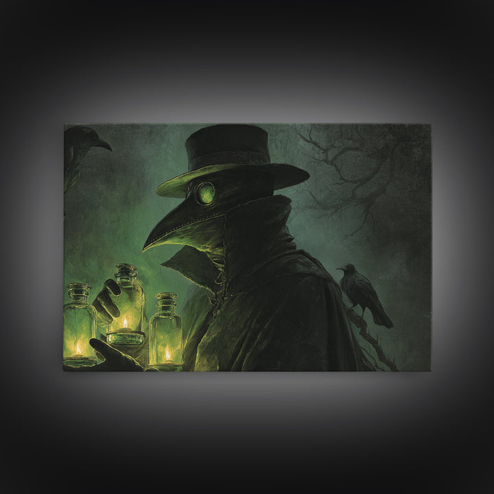 The Plague Doctor, Symbolist Gothic Landscape, Landscape Wall Art, Macabre Wall Art, Canvas Print, Halloween Wall Art, Spooky Wall Decor