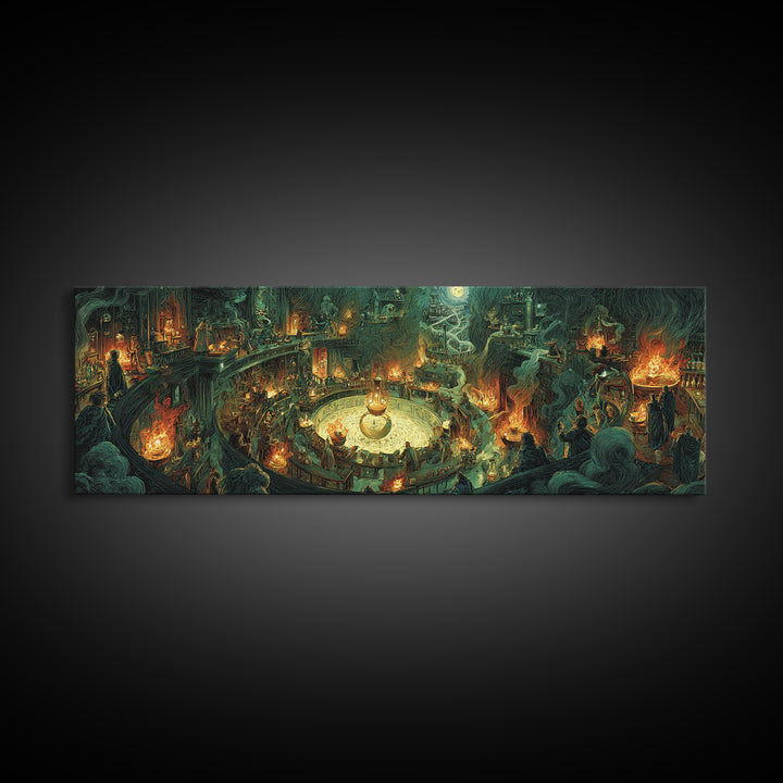 The Mad Alchemist, Apocalyptic Romantic Art, Extra Wide Wall Art, Dark Fantasy Wall Art, Canvas Print, Halloween Wall Art, Halloween Decor