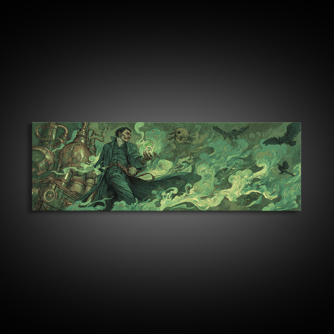 The Mad Alchemist, Decadent Gothic Art, Extra Wide Wall Art, Macabre Wall Art, Canvas Print, Halloween Wall Art, Halloween Decor