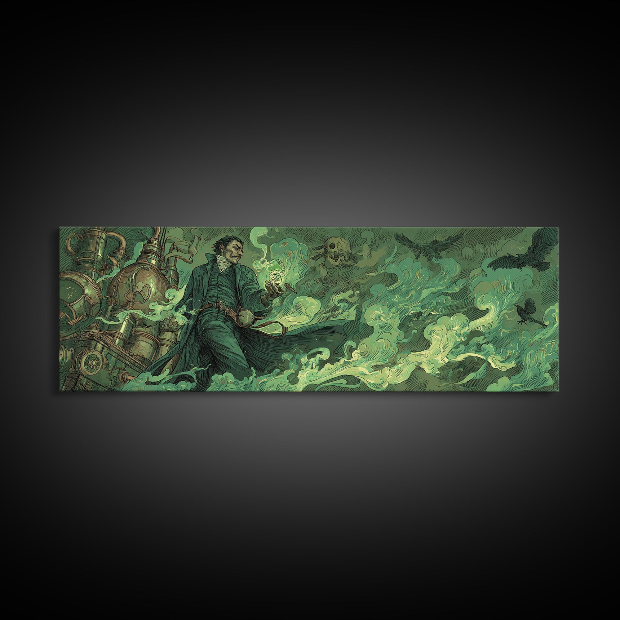 The Mad Alchemist, Decadent Gothic Art, Extra Wide Wall Art, Macabre Wall Art, Canvas Print, Halloween Wall Art, Halloween Decor