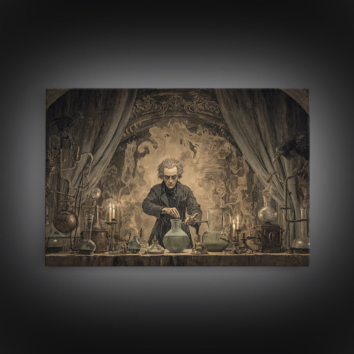 The Mad Alchemist, Expressionist Nightmare Art, Landscape Wall Art, Gothic Horror Wall Art, Canvas Print, Halloween Wall Art