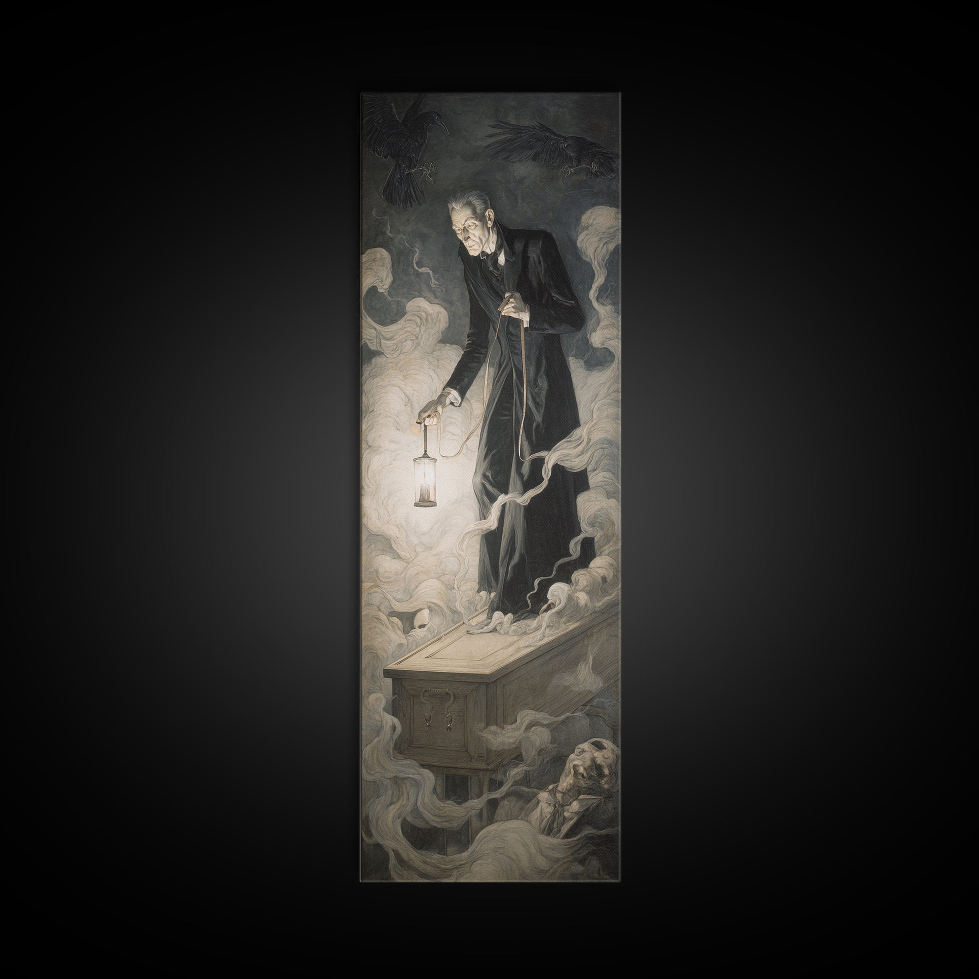 The Sinister Undertaker, Gothic Nightmare Art, Tall Narrow Wall Art, Gothic Horror Wall Art, Canvas Print, Halloween Wall Art