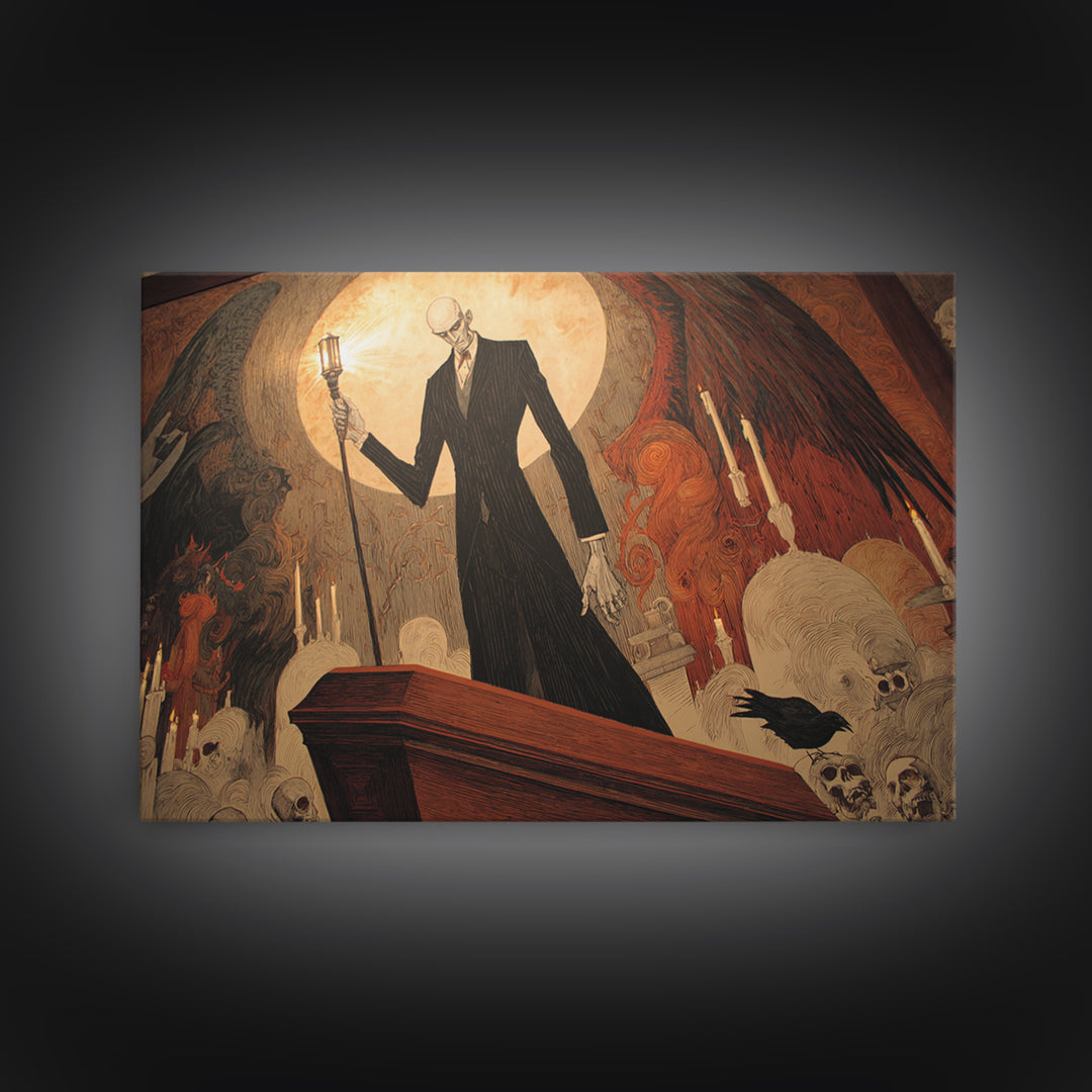The Sinister Undertaker, Visionary Gothic Art, Landscape Wall Art, Macabre Wall Art, Canvas Print, Halloween Wall Art