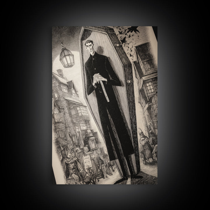 The Sinister Undertaker, Victorian Macabre Art, Vertical Wall Art, Macabre Wall Art, Canvas Print, Halloween Wall Art, Gothic Home Decor